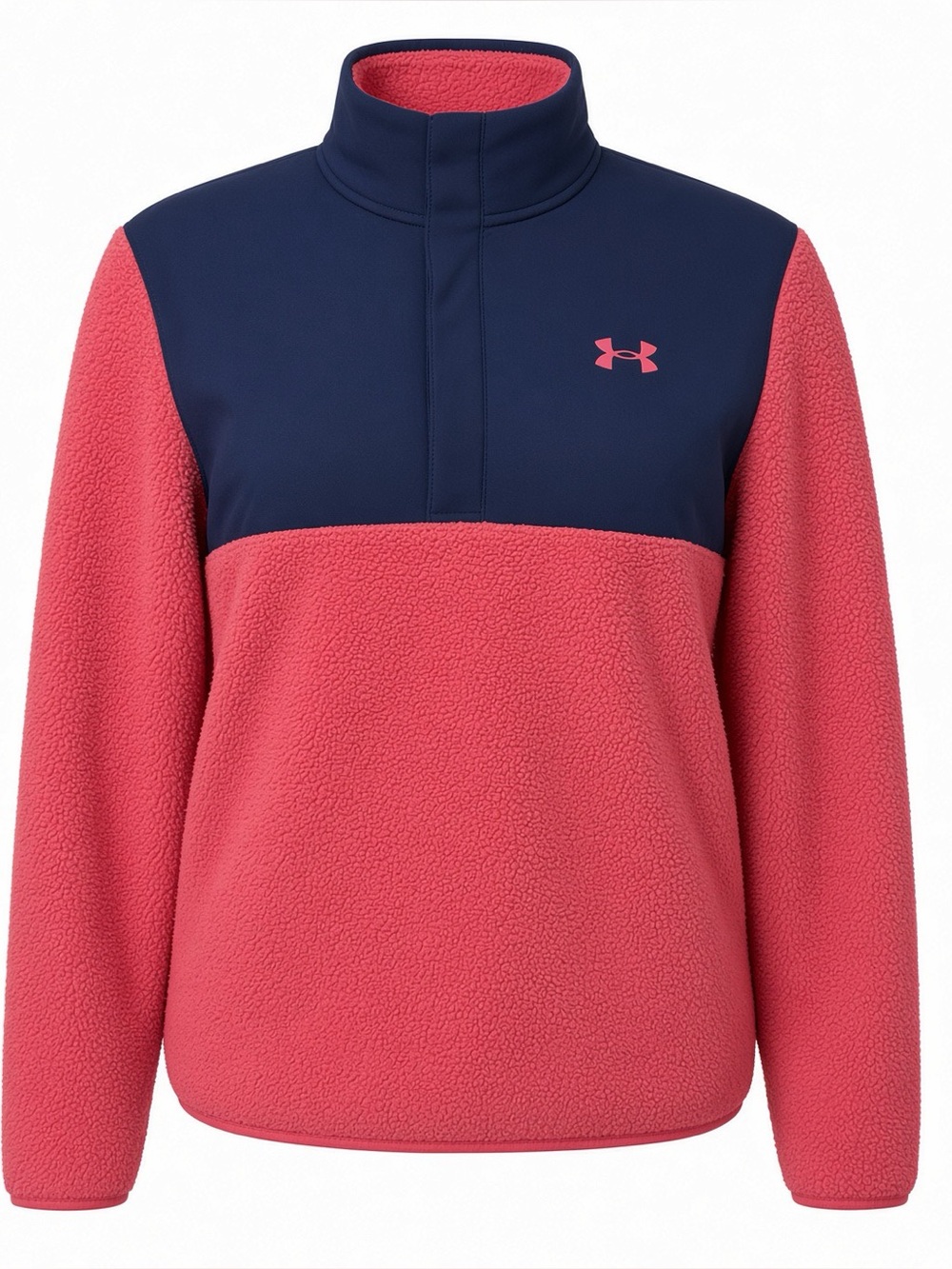 Under Armour Women’s XL Coral Navy Sherpa Fleece 1/4 Snaps Pullover